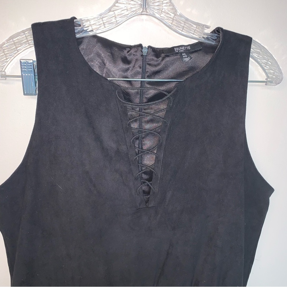 Brunette The Label Black The Lily Romper Faux Suede - Picture 6 of 9